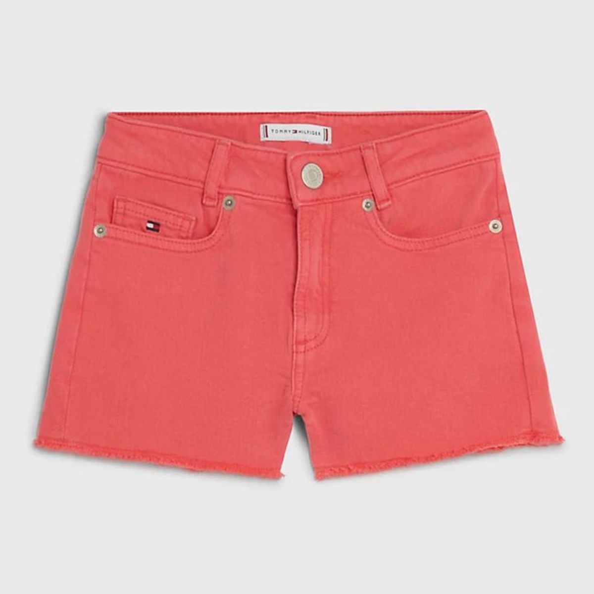 TOMMY HILFIGER - Shorts Jeans Harper Con Bajos Sin Rematar Rosa Niña