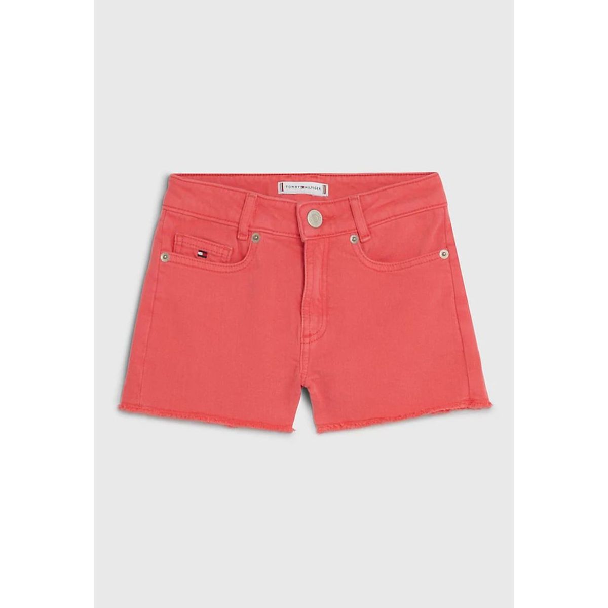 TOMMY HILFIGER - Shorts Jeans Harper Con Bajos Sin Rematar Rosa Niña