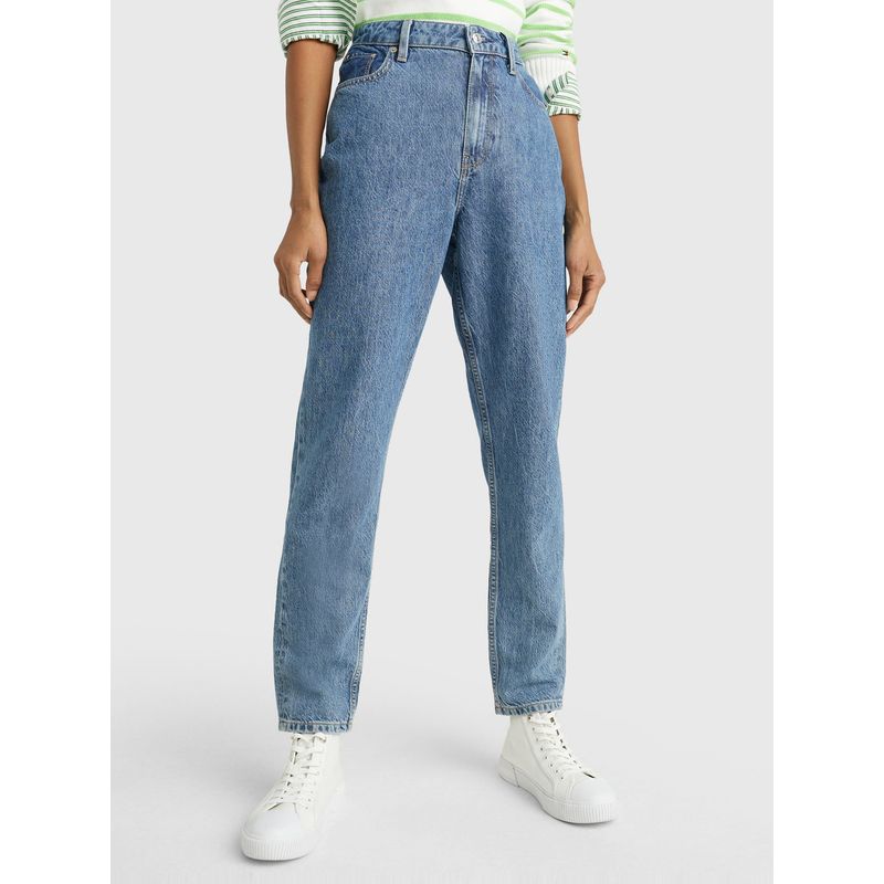 TOMMY HILFIGER - Jeans Gramercy Cónicos Talle Alto Azul Mujer