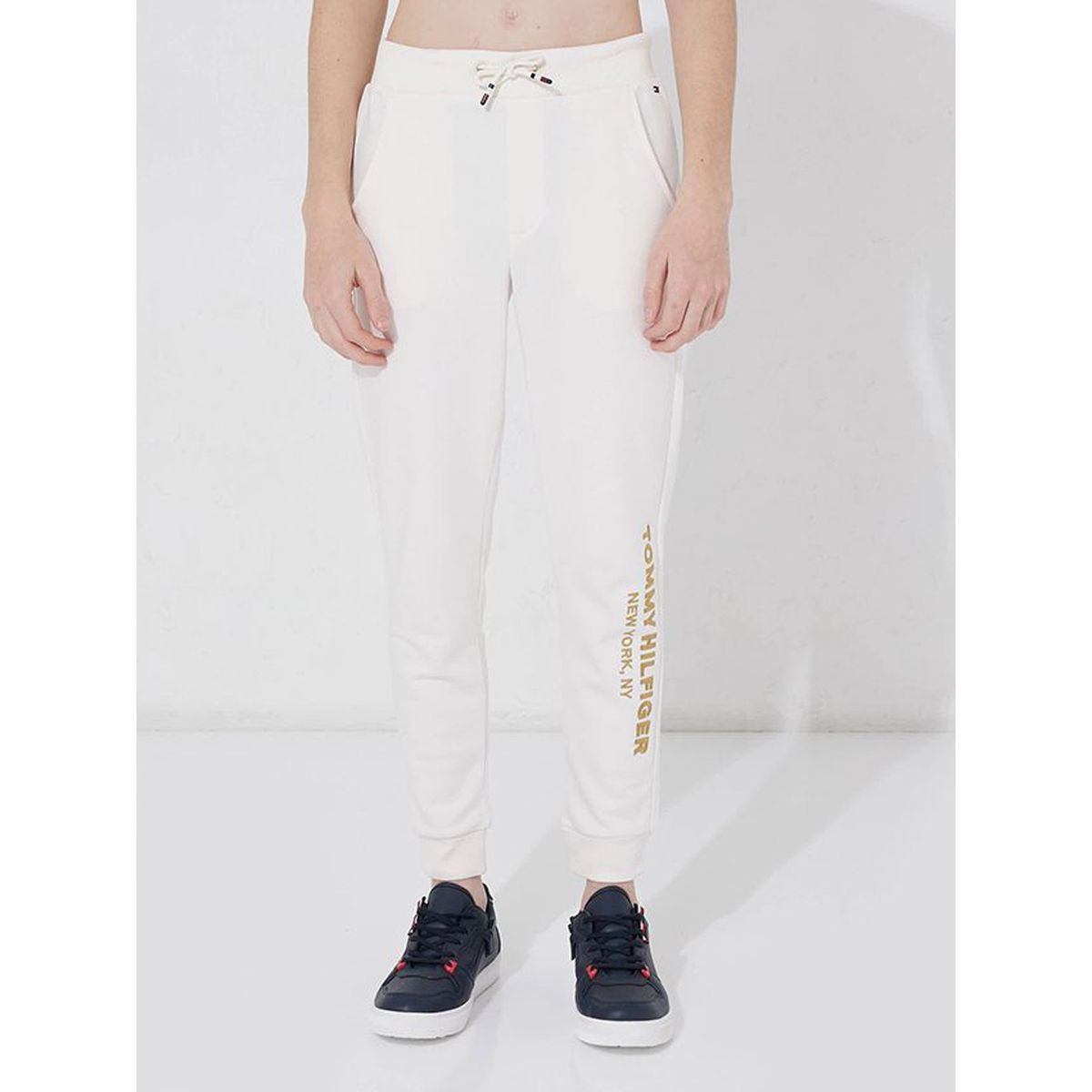 TOMMY HILFIGER - Joggers Ny Crest Logo Blanco Niño