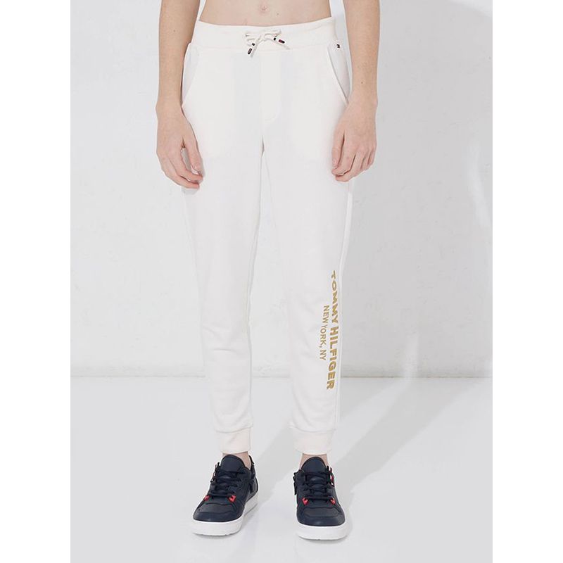 TOMMY HILFIGER - Joggers Ny Crest Logo Blanco Niño