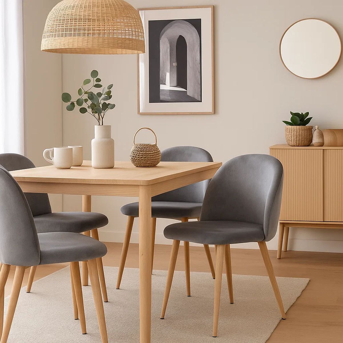 KLIK - Pack 4 Sillas Sitial Acolchados Nordico Bread - Gris KLIK