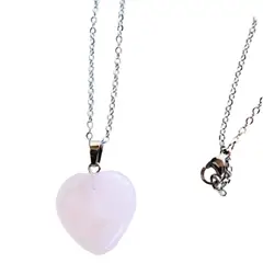 GENERICO - Collar Cuarzo Rosa con piedra en forma de corazón.