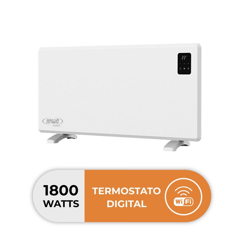 ANWO - Estufa Eléctrica Anwo Panel Convectivo Liso 1800W con Wifi NDFL1800A