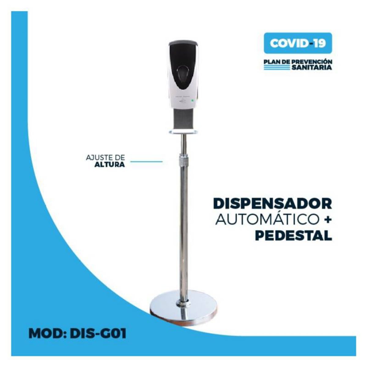 COMPRAPO - Dispensador sin contacto de alcohol gel mas Pedestal Silver