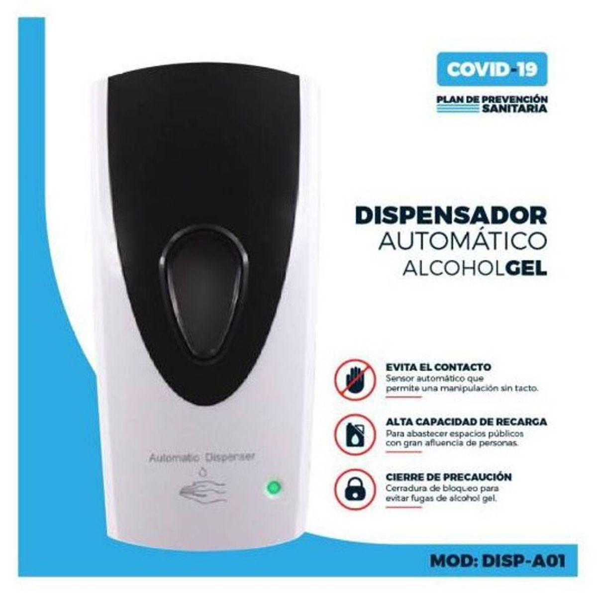 COMPRAPO - Dispensador sin contacto de alcohol gel mas Pedestal Silver