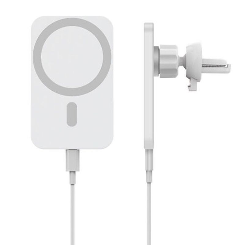GENERICO - Cargador y Soporte Magsafe para auto 15W iPhone 12 13 y 14 Blanco