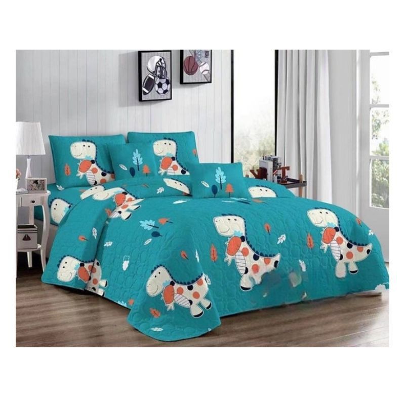 GENERICO - Cubrecama Quilt De Verano Plaza y Media Diseño Infantil Dinosaurio