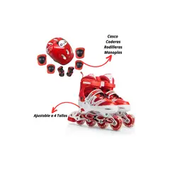 GENERICO - Patines Lineales Rojo más Protección Ajustable Talla M