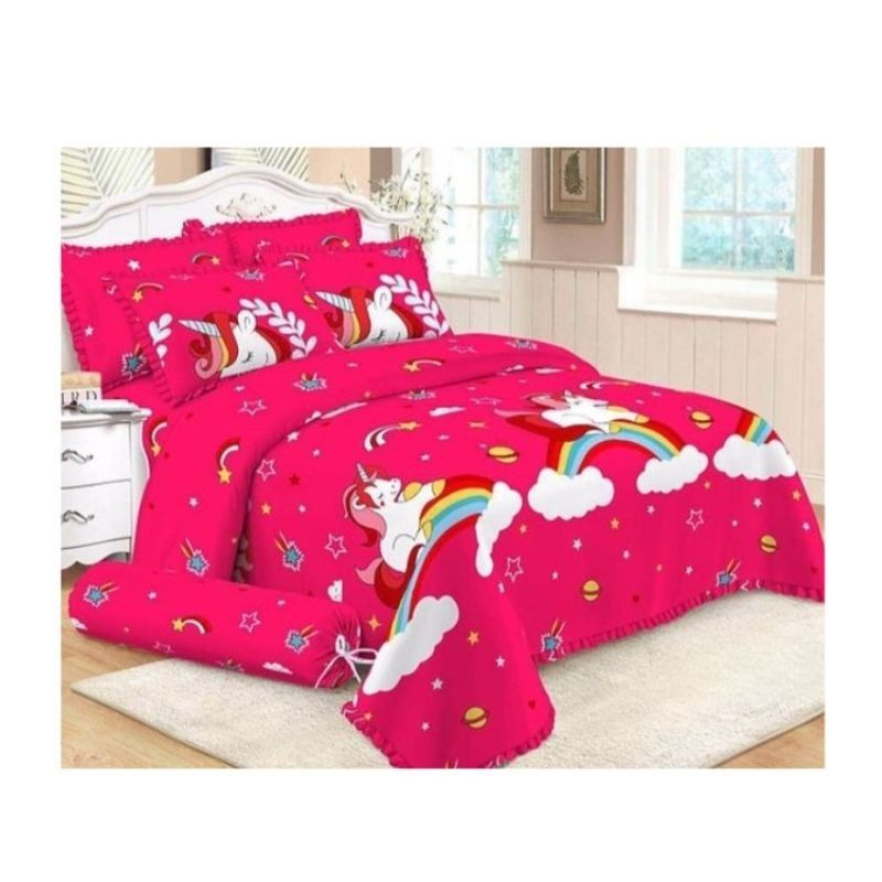 GENERICO - Cubrecama Quilt De Verano Plaza y Media  Infantil Arcoiris Unicornio