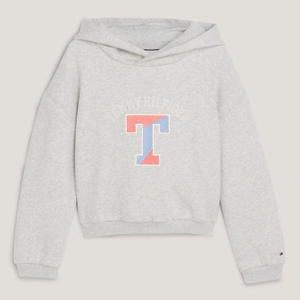 TOMMY HILFIGER - Polerón Hoodie Con Logo Varsity Gris Niña