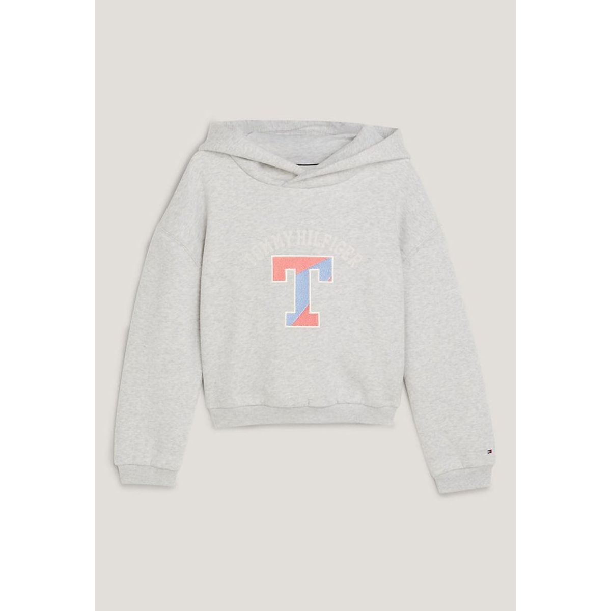 TOMMY HILFIGER - Polerón Hoodie Con Logo Varsity Gris Niña