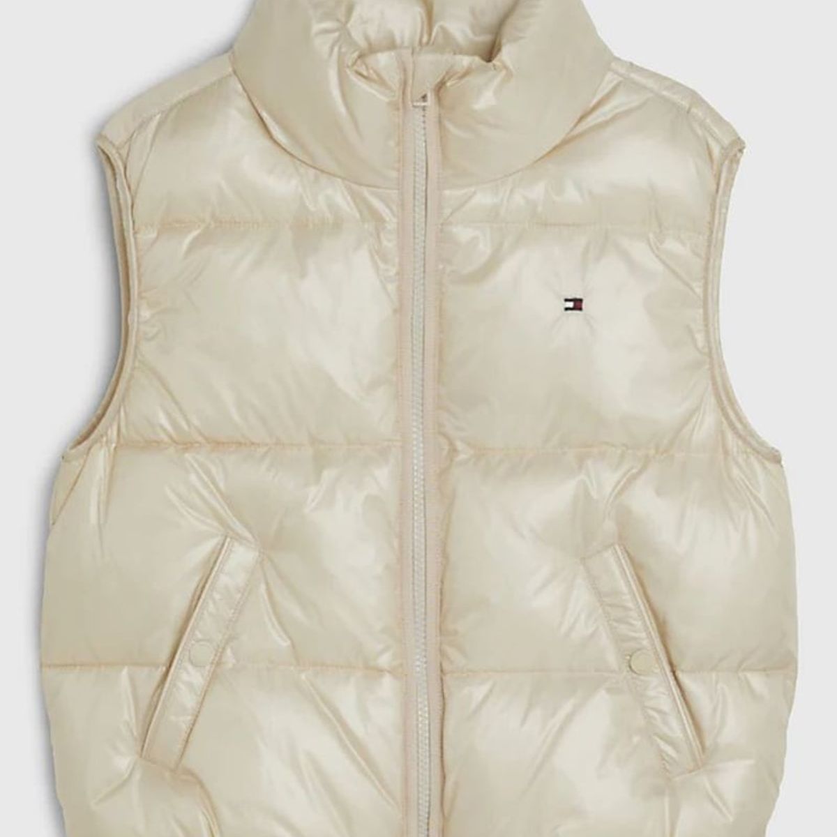 TOMMY HILFIGER - Parka Vest Acolchada Con Logo Beige Niña