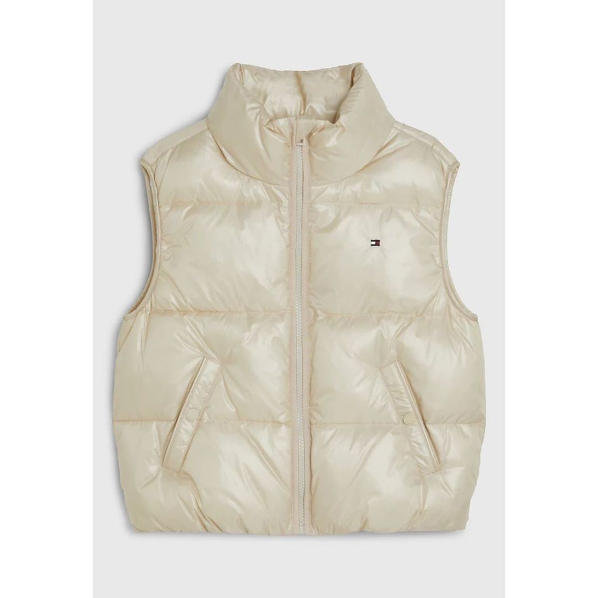 TOMMY HILFIGER - Parka Vest Acolchada Con Logo Beige Niña