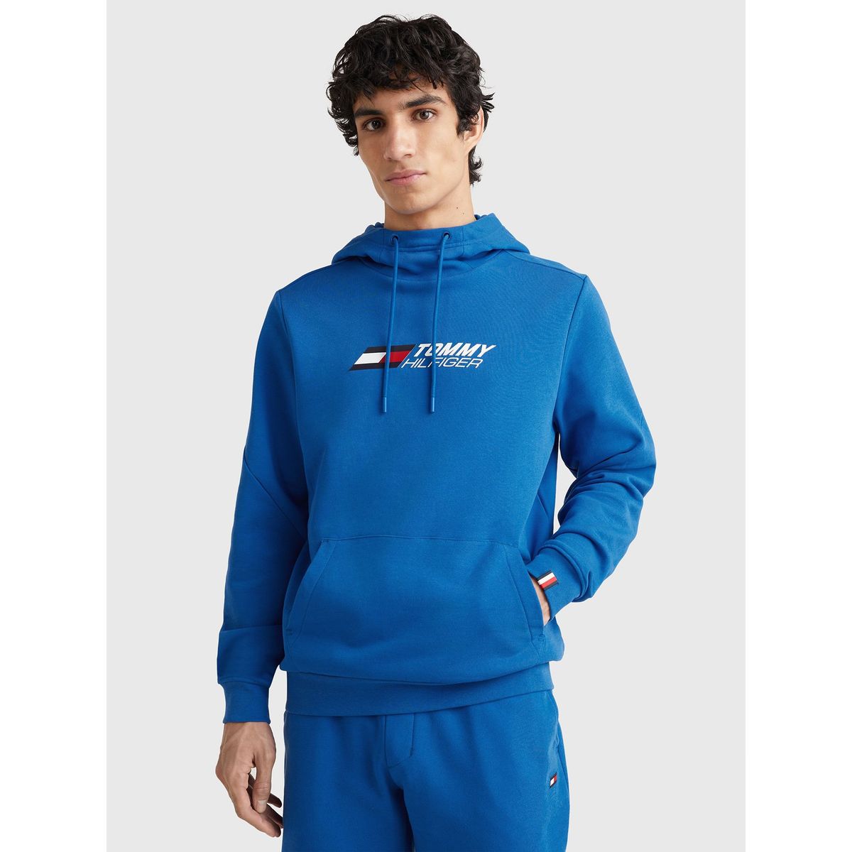 TOMMY HILFIGER - Polerón Sport Hoodie Essential Azul Hombre