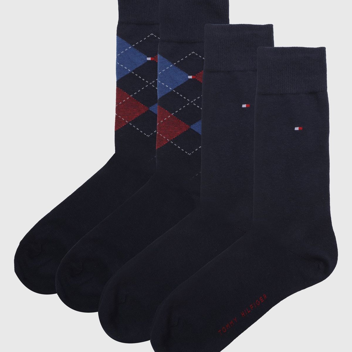 TOMMY HILFIGER - Pack De 2 Pares De Calcetines De Cuadros Negro Tommy Hilfiger