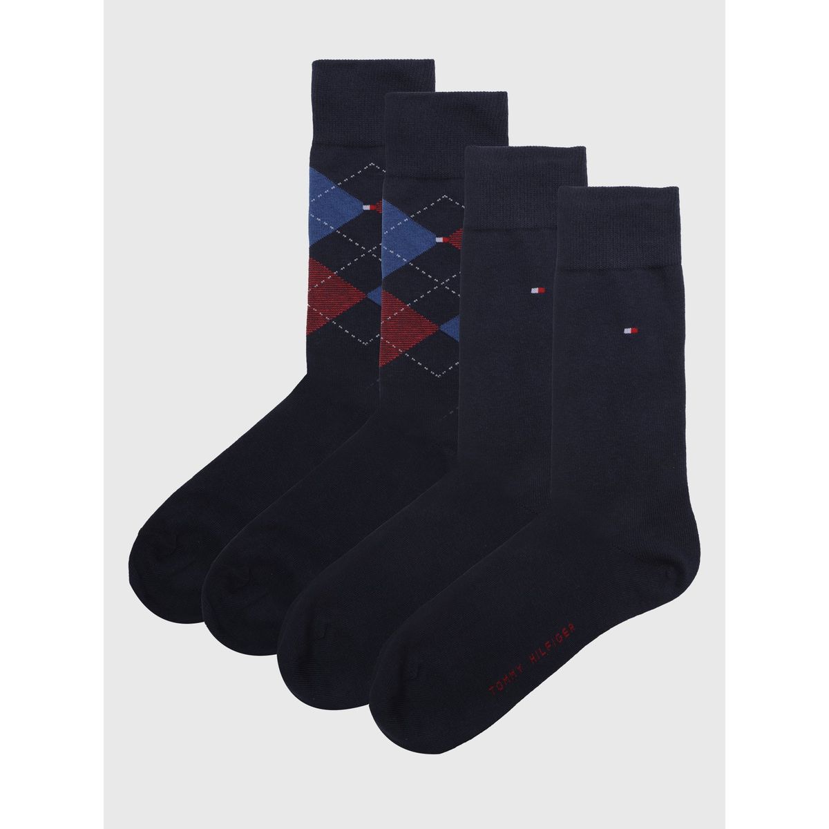 TOMMY HILFIGER - Pack De 2 Pares De Calcetines De Cuadros Negro Tommy Hilfiger