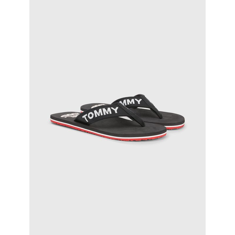 TOMMY HILFIGER - Sandalias Con Logo En Cinta Negro Hombre