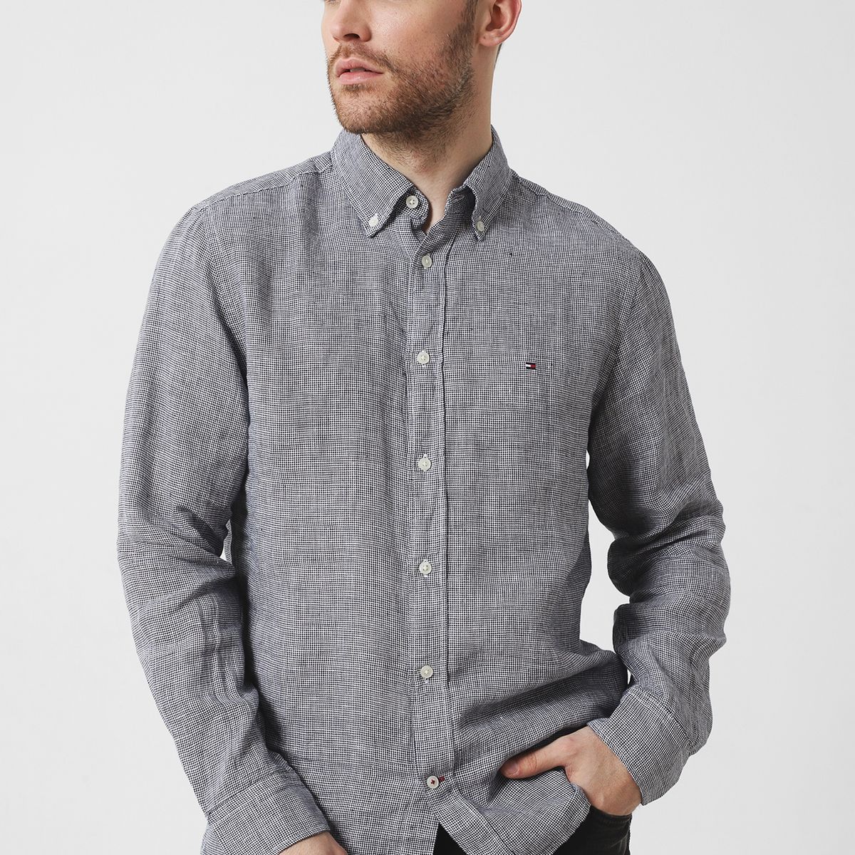 TOMMY HILFIGER - Camisa Para Caballero Gris Hombre…