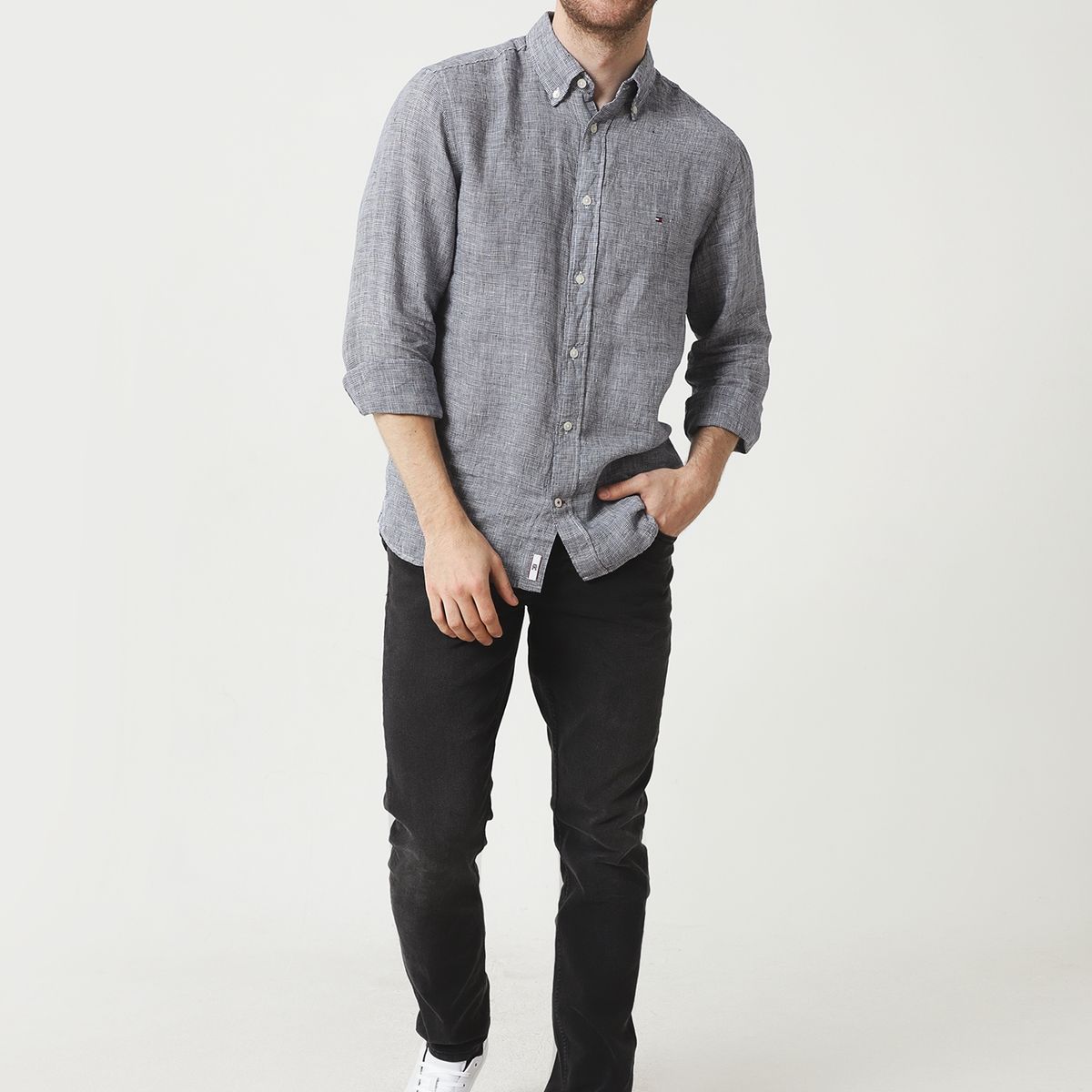 TOMMY HILFIGER - Camisa Para Caballero Gris Hombre…