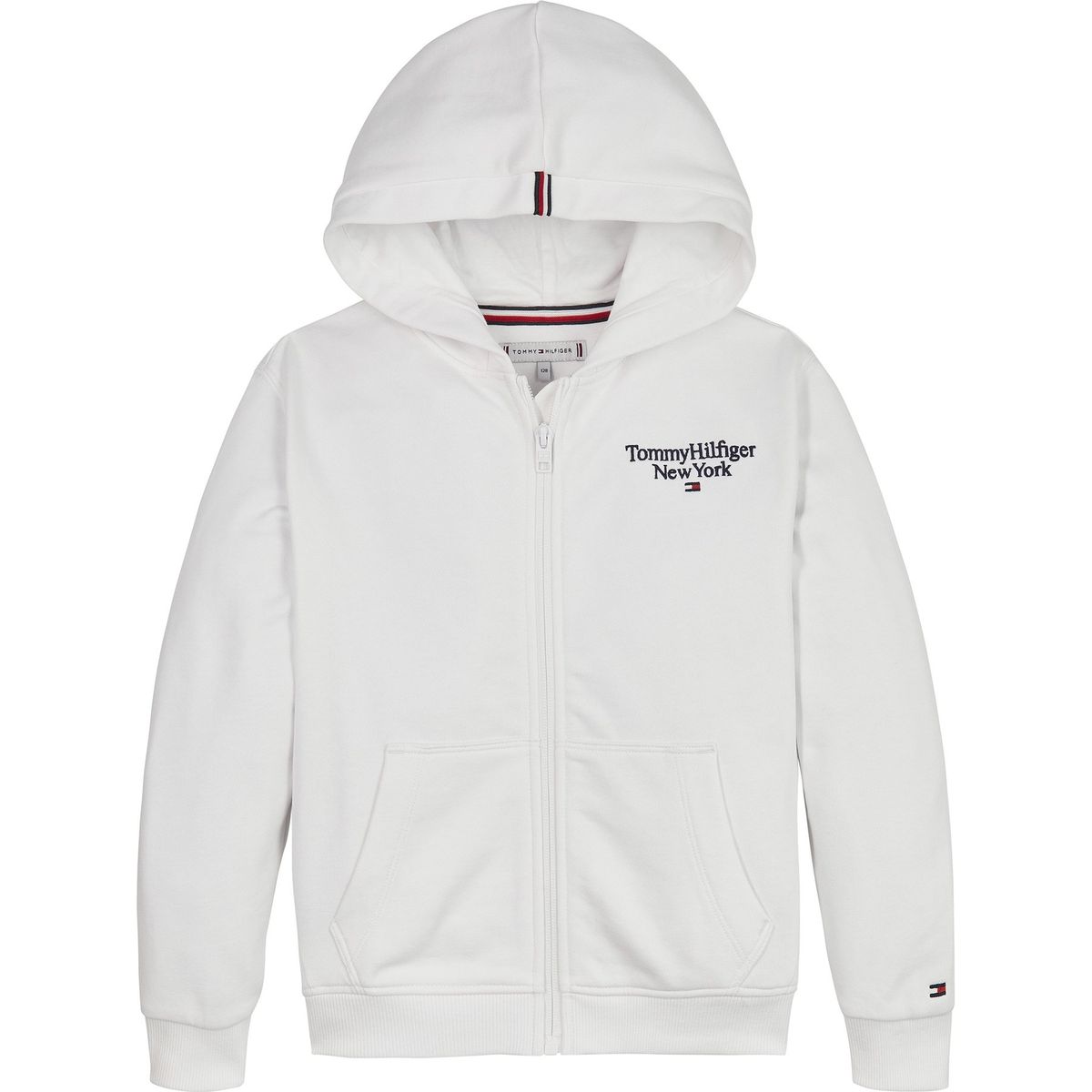 TOMMY HILFIGER - Polerón Hoodie Con Logo Y Cierre Blanco Niña