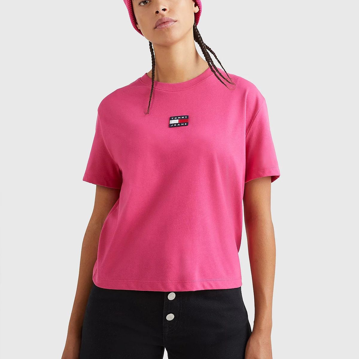 TOMMY HILFIGER - Polera Center Badge Rosa Mujer.