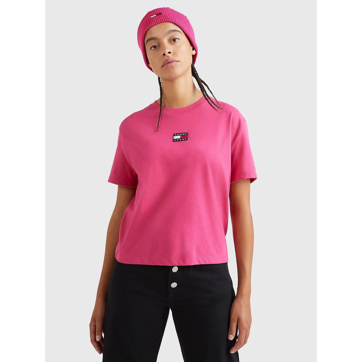 TOMMY HILFIGER - Polera Center Badge Rosa Mujer.