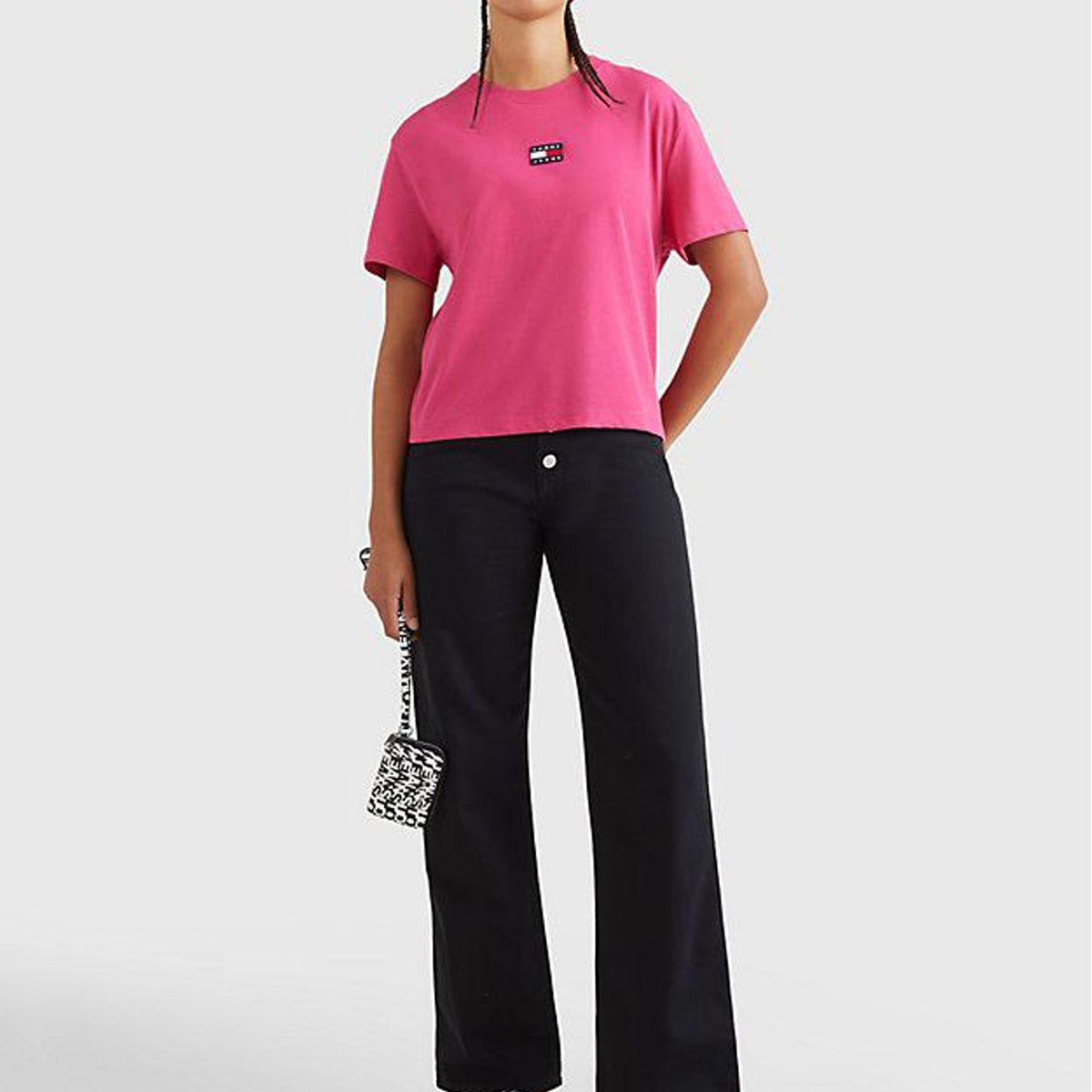 TOMMY HILFIGER - Polera Center Badge Rosa Mujer.