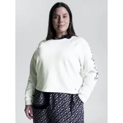 TOMMY HILFIGER - Polerón Curve Con Logo En La Manga Blanco Mujer