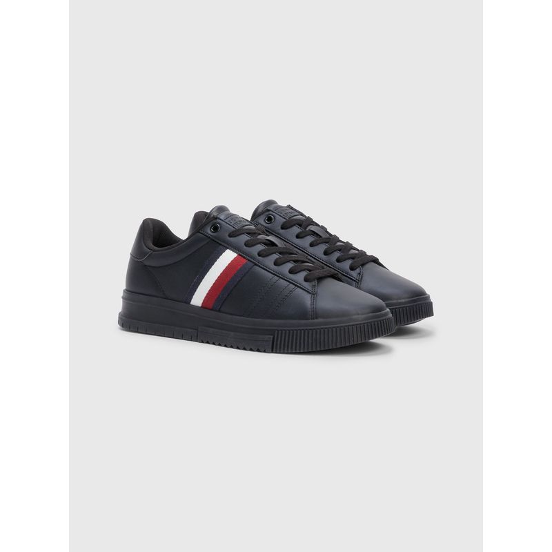 TOMMY HILFIGER - Zapatillas Supercup De Cuero Negro Hombre