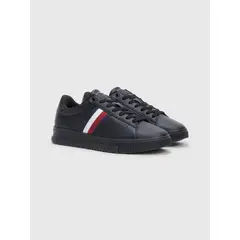 TOMMY HILFIGER - Zapatillas Supercup De Cuero Negro Hombre