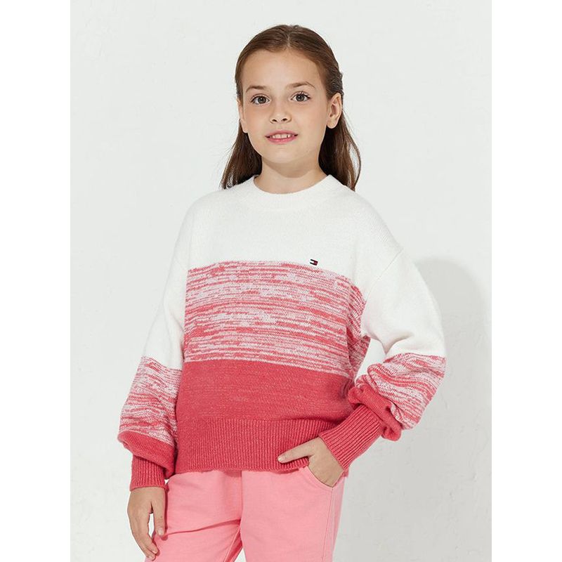 TOMMY HILFIGER - Sweater Bitonal Con Logo Rosa Niña