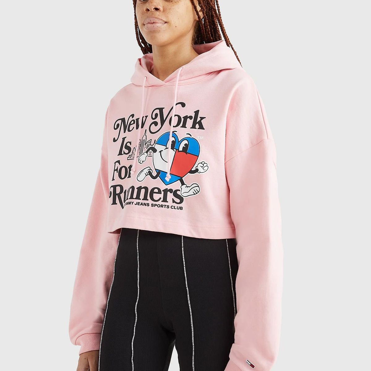 TOMMY HILFIGER - Polerón Hoodie Logo Sport Runners Rosa Mujer