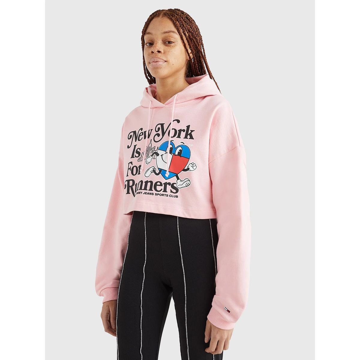 TOMMY HILFIGER - Polerón Hoodie Logo Sport Runners Rosa Mujer