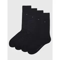 TOMMY HILFIGER - Pack De 2 Calcetines De Rayas Pequeñas Negro