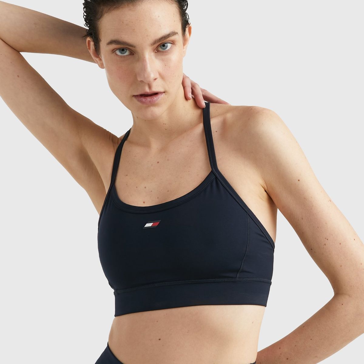 TOMMY HILFIGER - Peto Sport De Sujeción Media Azul Mujer