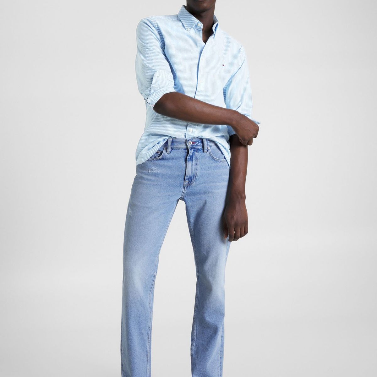 TOMMY HILFIGER - Camisa 1985 Flex Oxford Regular Fit Celeste Tommy Hilfiger