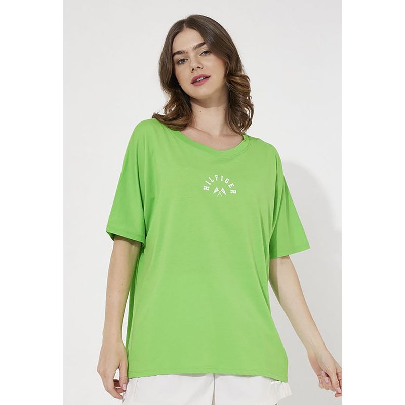 TOMMY HILFIGER - Polera Sport Relaxed Graphic Verde Mujer