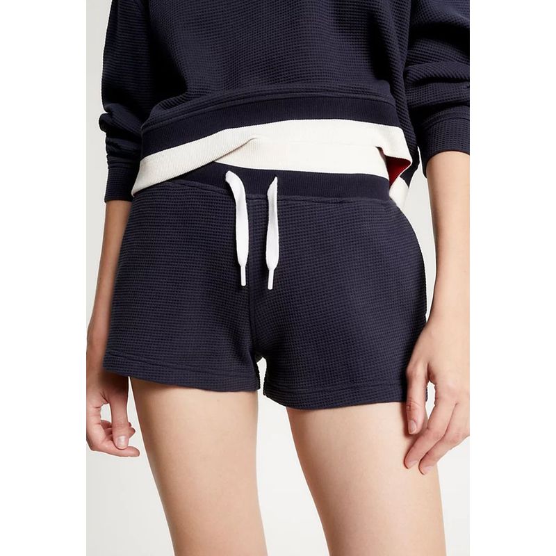 TOMMY HILFIGER Shorts Sport Amplios De Malla Azul Mujer
