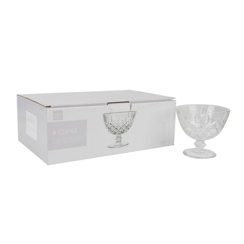 HOMEWELL - Set Copas de Vidrio Transparente 286ml (6u) HOMEWELL