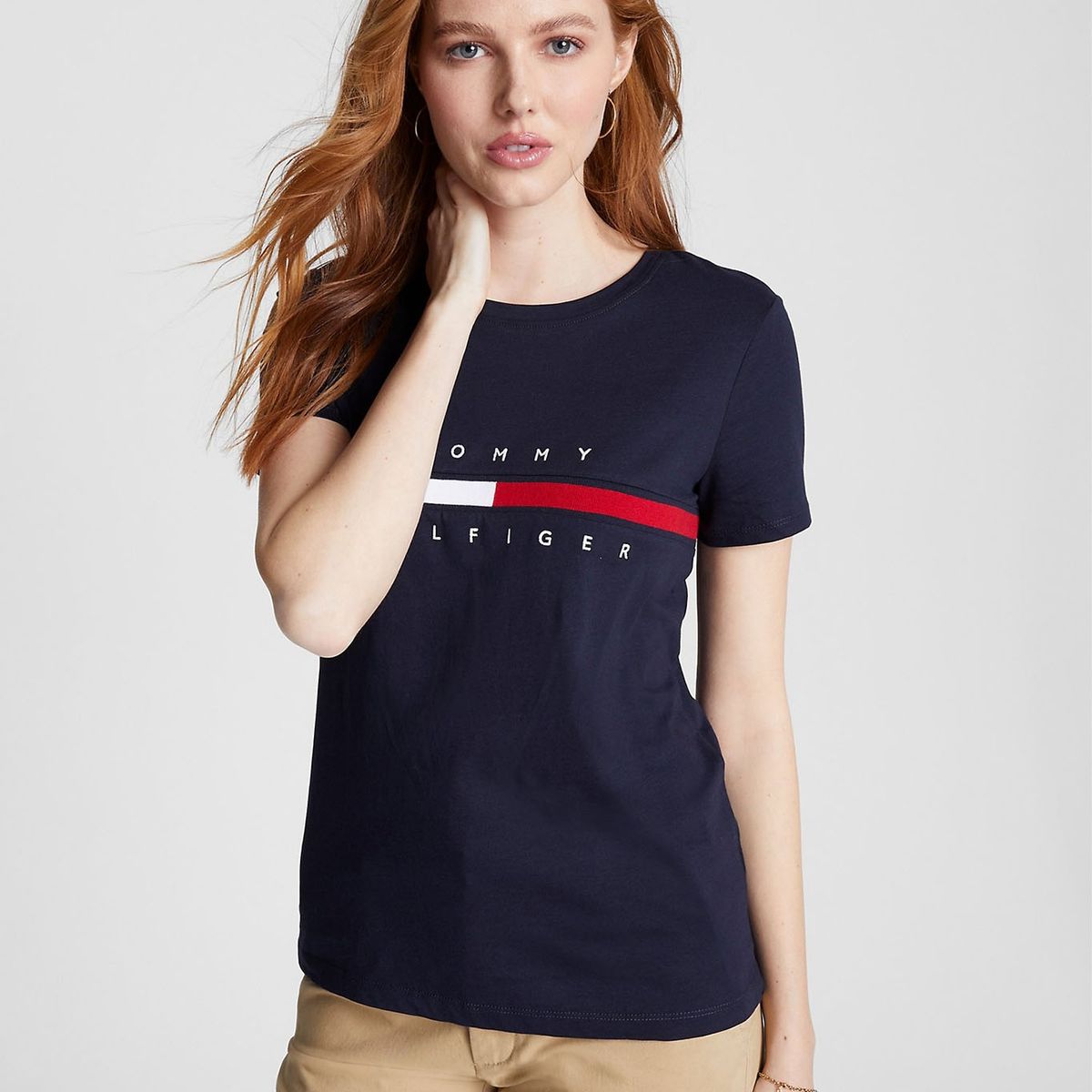 TOMMY HILFIGER - Polera Tina Madison Con Logo Azul Mujer