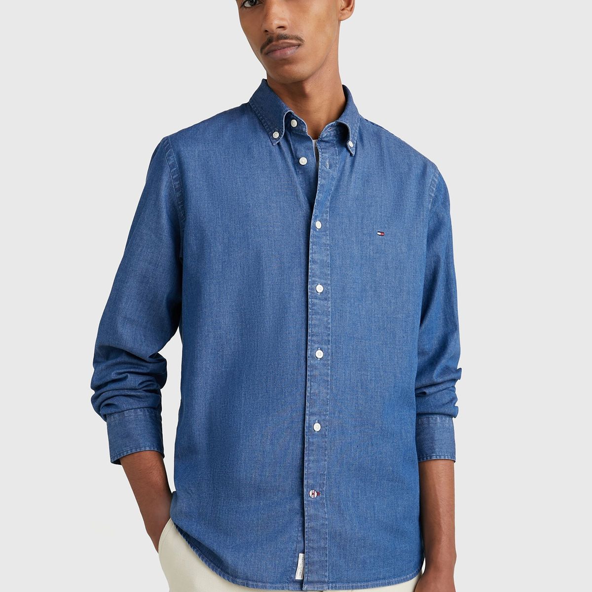 TOMMY HILFIGER - Camisa Denim Essential Azul Hombre