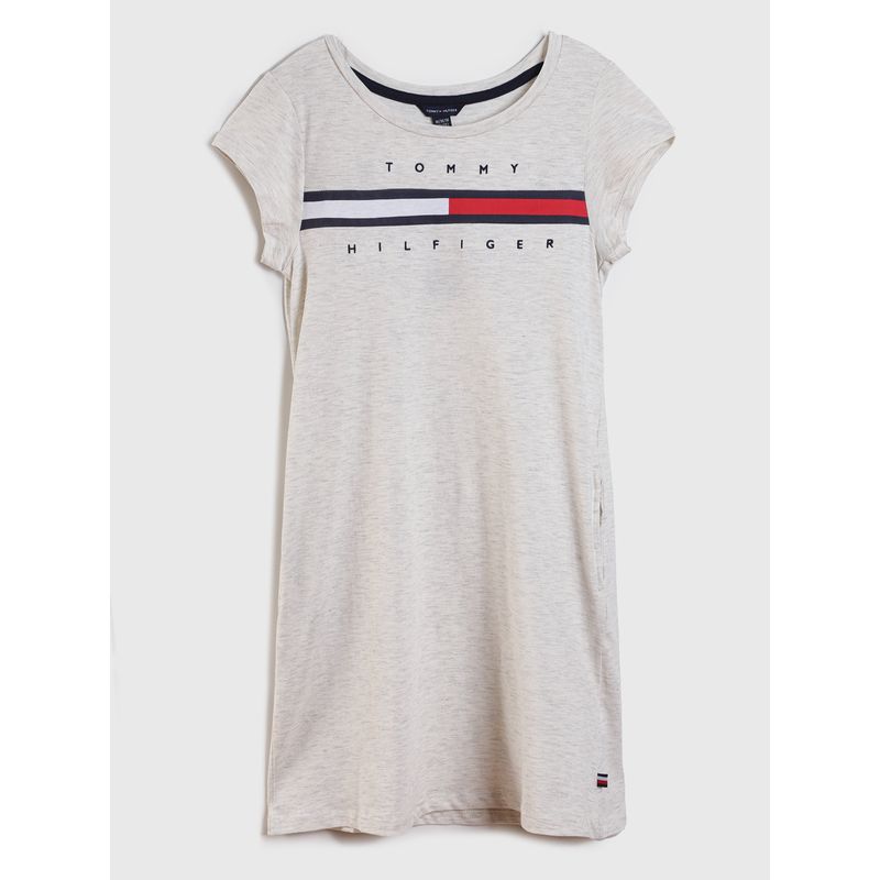 TOMMY HILFIGER - Vestido Camisero Con Logo Blanco Niña