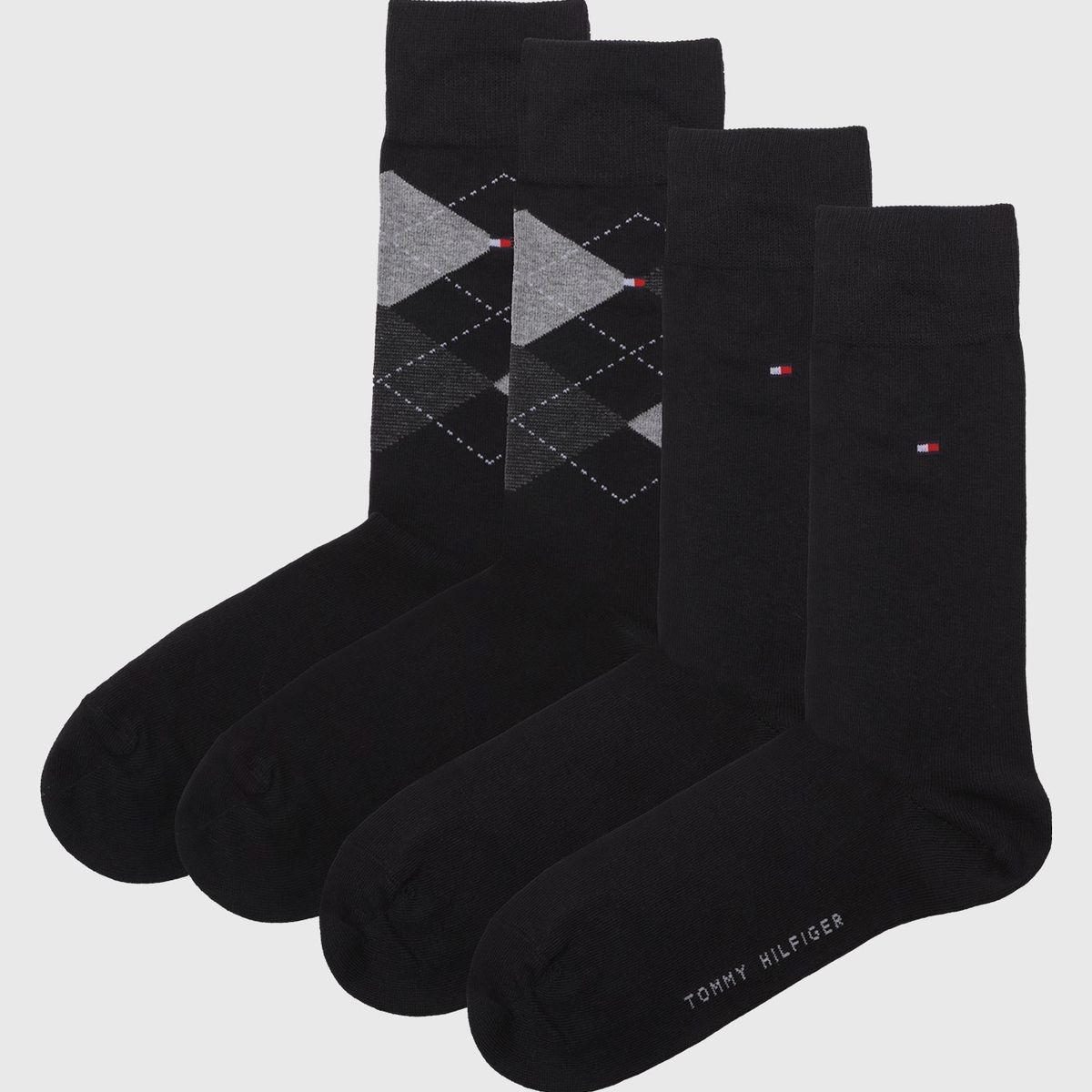 TOMMY HILFIGER - Pack De 2 Pares De Calcetines De Cuadros Negro Tommy Hilfiger