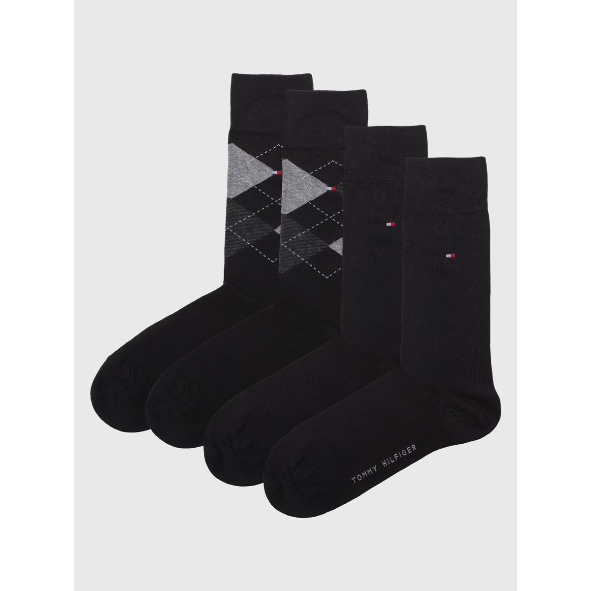 TOMMY HILFIGER - Pack De 2 Pares De Calcetines De Cuadros Negro Tommy Hilfiger