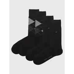 TOMMY HILFIGER - Pack De 2 Pares De Calcetines De Cuadros Negro