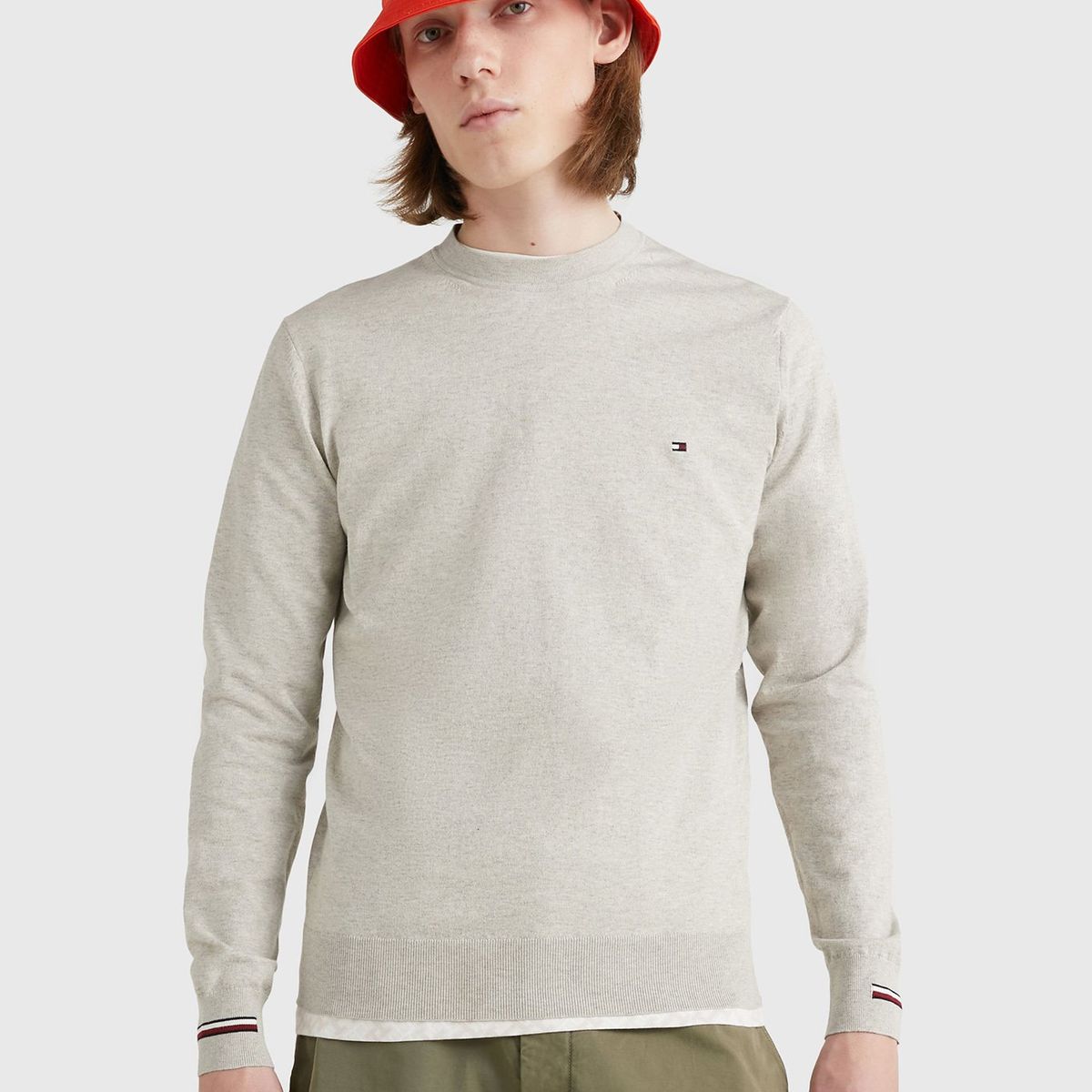 TOMMY HILFIGER - Sweater Mouline Striped  Beige Hombre