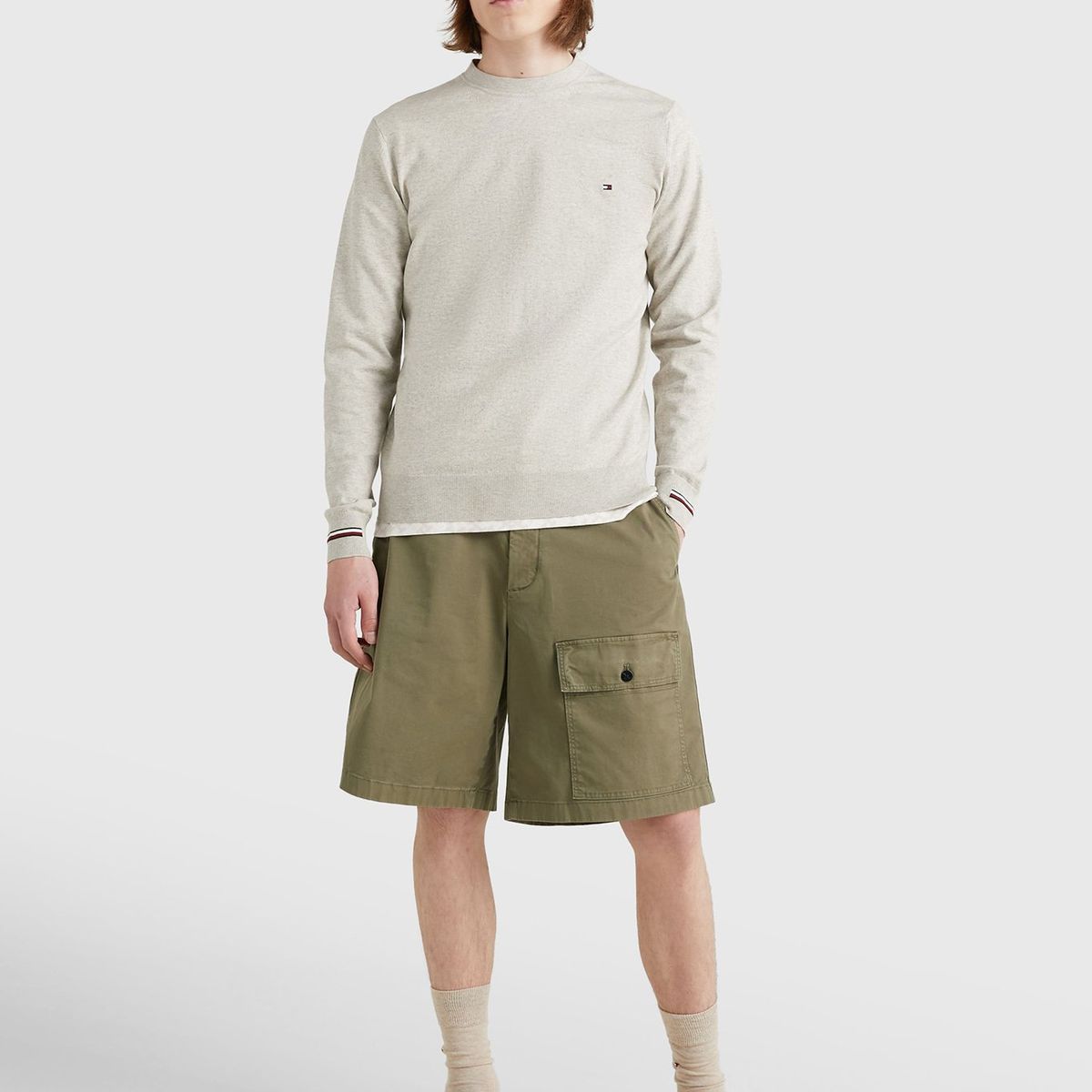 TOMMY HILFIGER - Sweater Mouline Striped  Beige Hombre