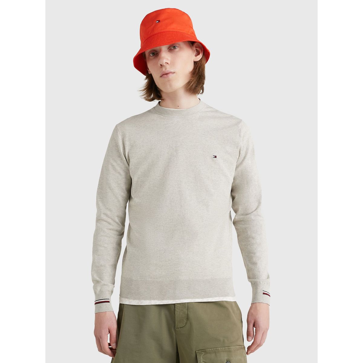 TOMMY HILFIGER - Sweater Mouline Striped  Beige Hombre