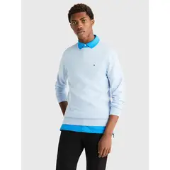 TOMMY HILFIGER - Sweater Básico Signature C-Neck Celeste Hombre